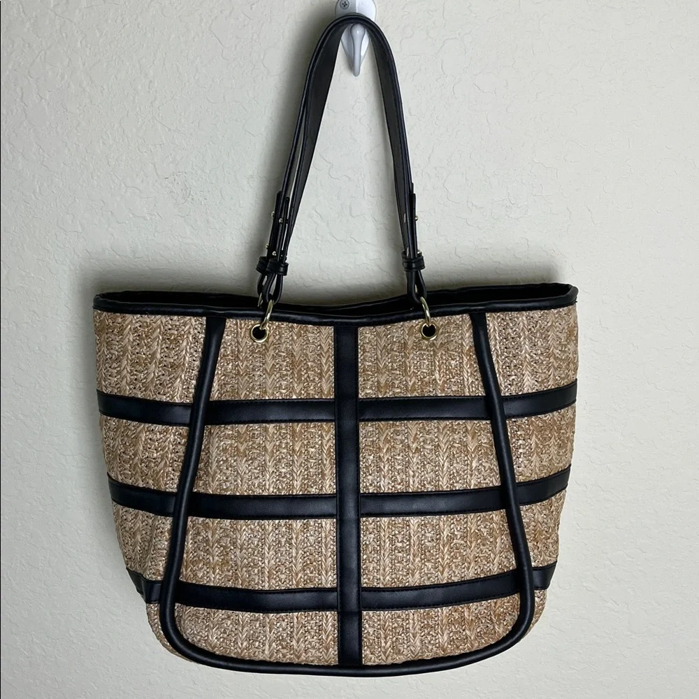 Steven Madden BJEWEL Woven Tote Bag with Air Pod Case/Coin Purse